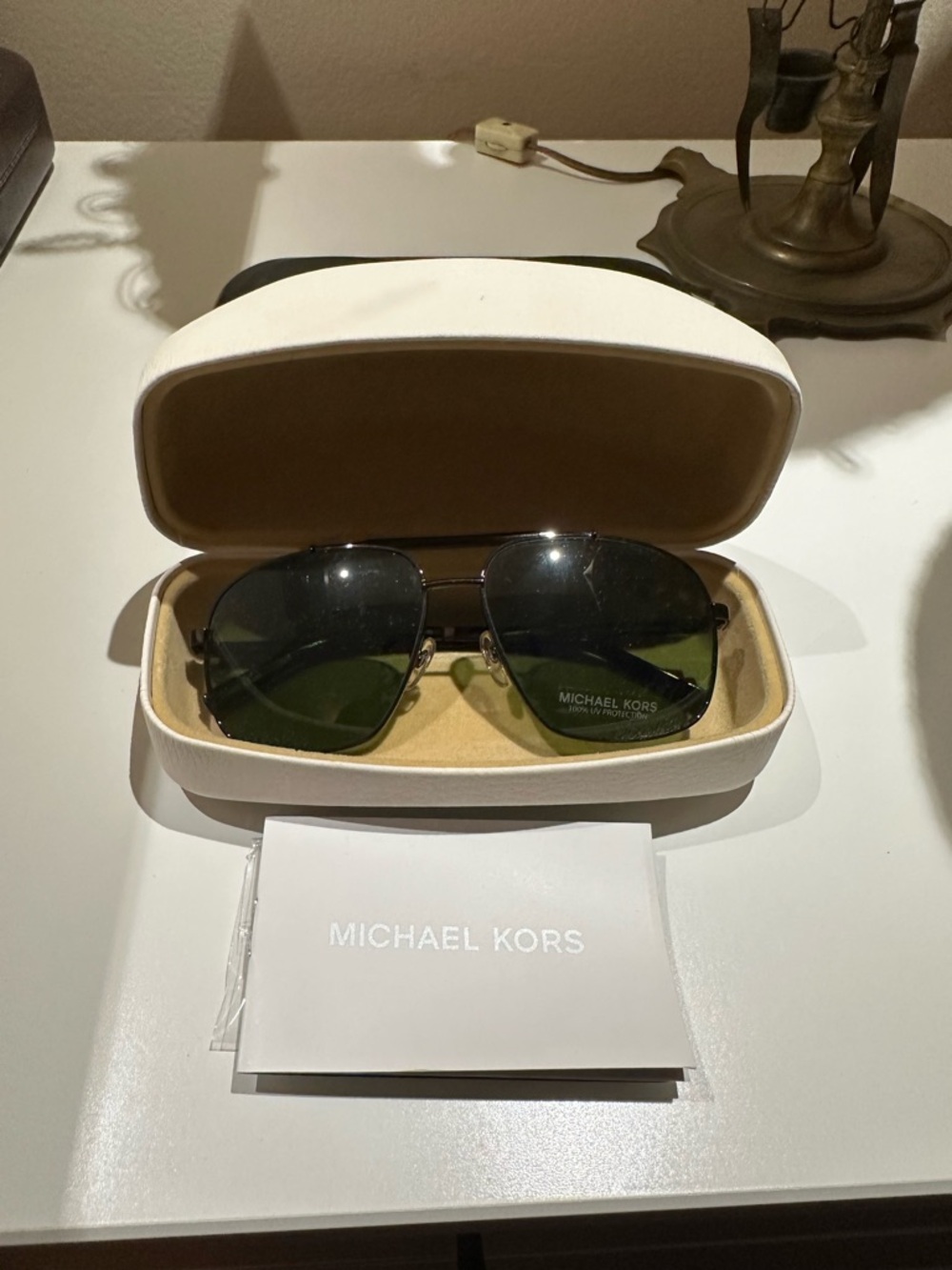 Michael Kors Black Frame Sunglasses with Dark Green Lenses
